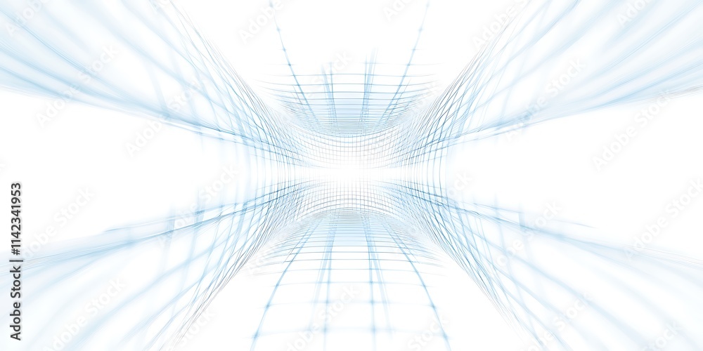 Abstract digital grid in soft blue and white with spacious area for copy, perfect for futuristic tech themes