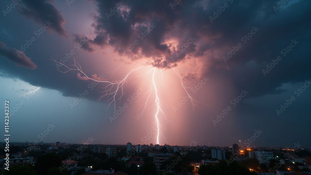 Lightning weather theme. Generative ai. Lightning weather theme. Generative ai.