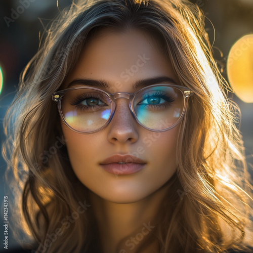 Portrait Close Beautiful Woman Transpare