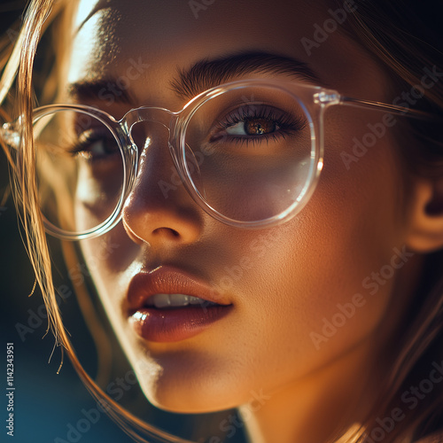 Portrait Close Beautiful Woman Transpare