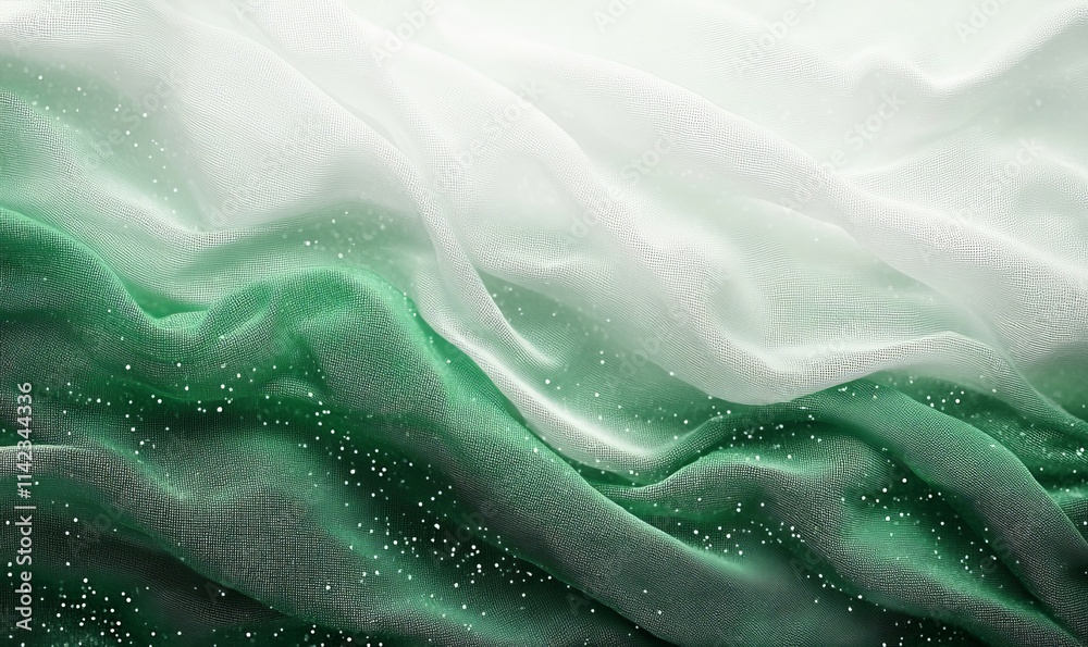Green gray white grainy gradient background abstract noise texture banner poster backdrop design copy space, Generative AI