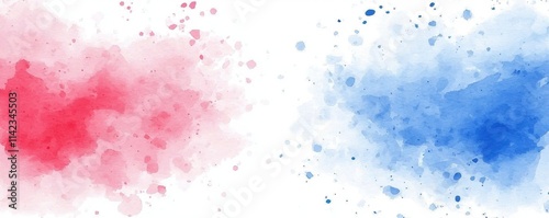 Vibrant Red and Blue Watercolor Splashes with Space for Text and Design Elements