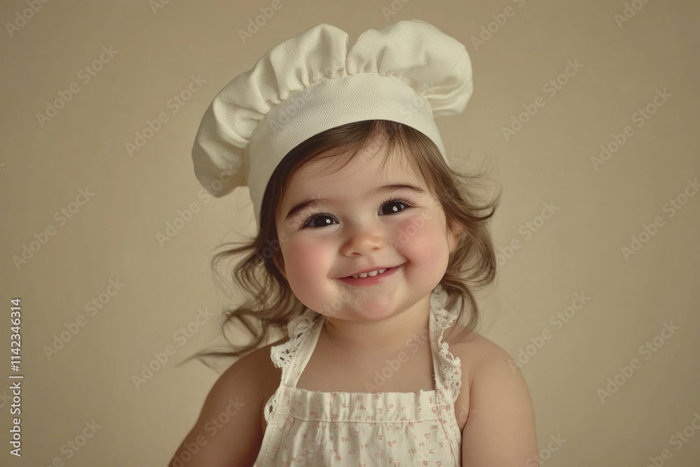 Adorable Baby Girl Wearing A Chefs Hat Adorable Baby Girl Wearing A Chefs Hat