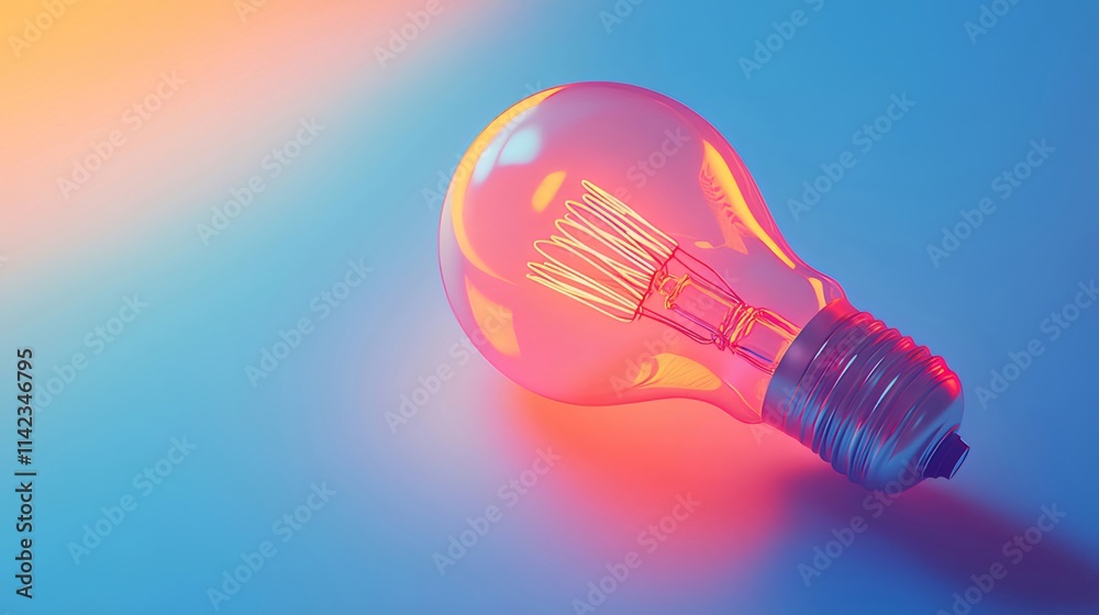 Glowing lightbulb on blue background. Glowing lightbulb on blue background.
