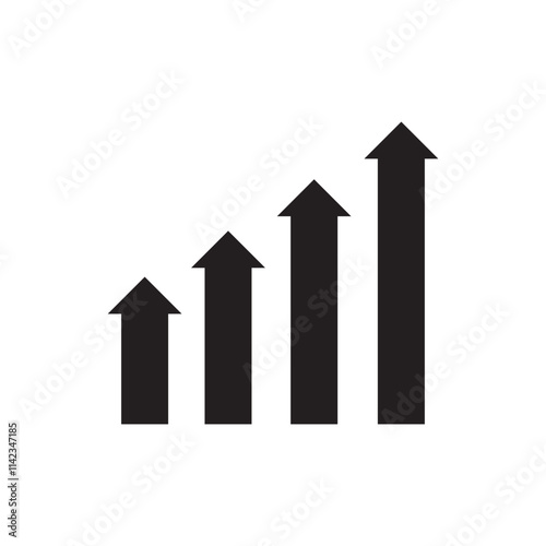 Professional career growth, efficient grow, graph revenue growth  icon. Line sign arrows up and cogwheel.  vector illustration. EPS 10/AI