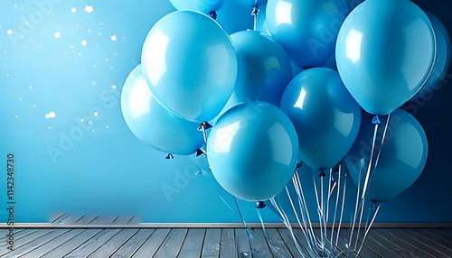 Festive sweet blue balloons background banner celebration theme photo