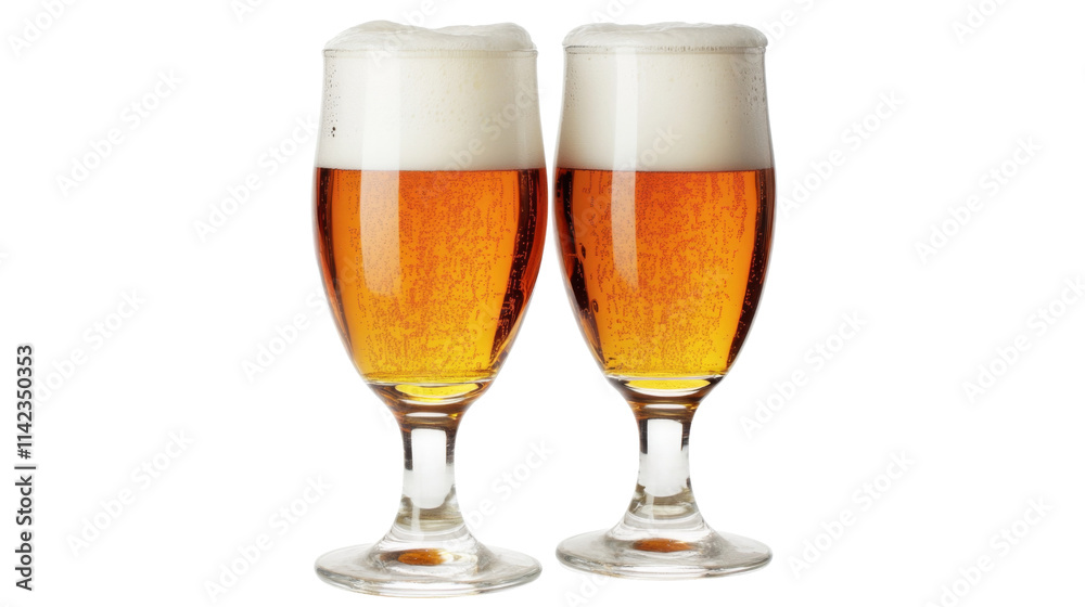 Glasses of beer, isolated on transparent background Glasses of beer, isolated on transparent background