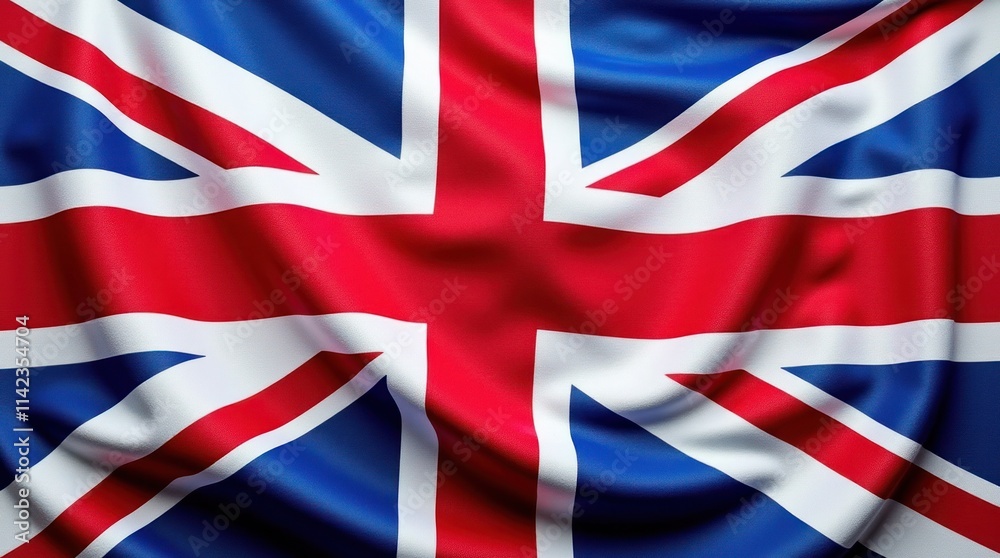 Textured Fabric of the United Kingdom Flag in Vibrant Red, White, and Blue Textured Fabric of the United Kingdom Flag in Vibrant Red, White, and Blue