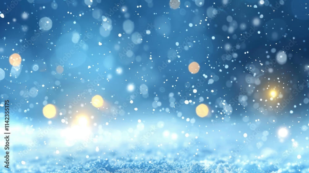 Abstract Winter Scene with Blurry Lights and Snow Abstract Winter Scene with Blurry Lights and Snow