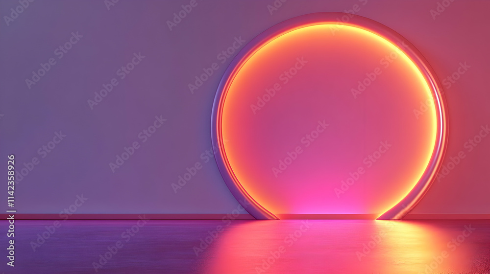 Obraz premium Abstract 3D Background: Oval Neon Glow
