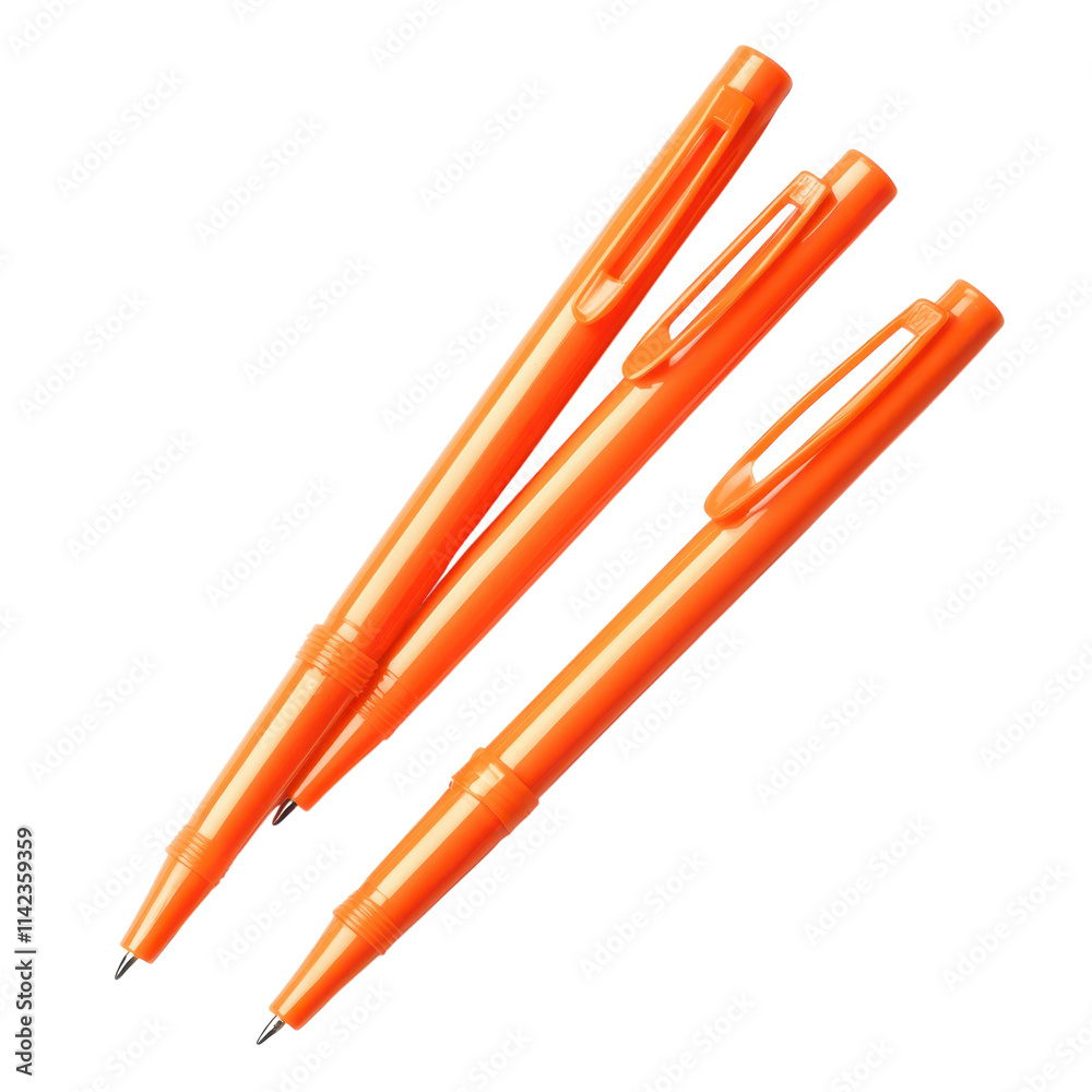 Orange Pens Isolated on a White Background for Creative Projects on transparent background Orange Pens Isolated on a White Background for Creative Projects on transparent background