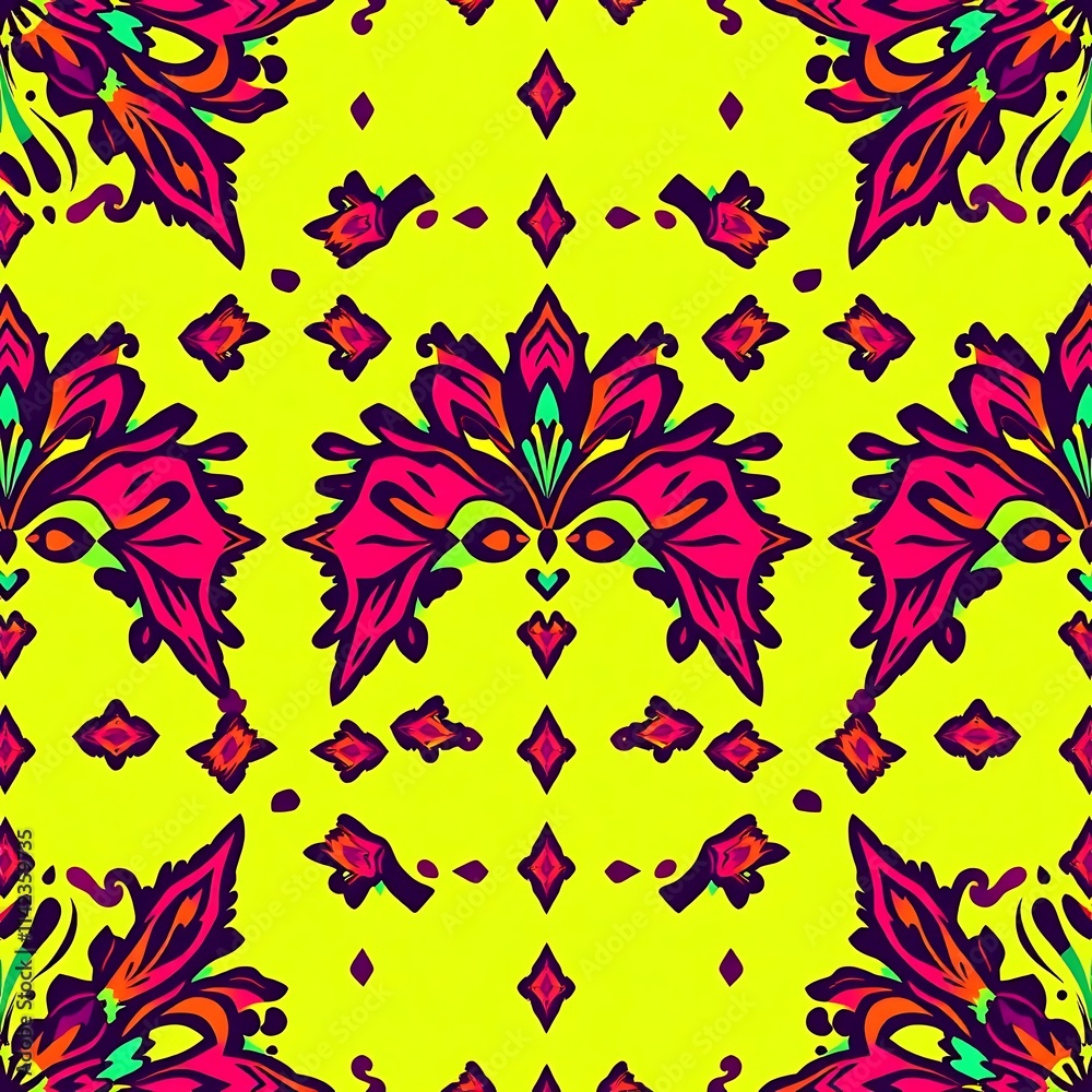 Obraz premium Vibrant Floral Damask Pattern 