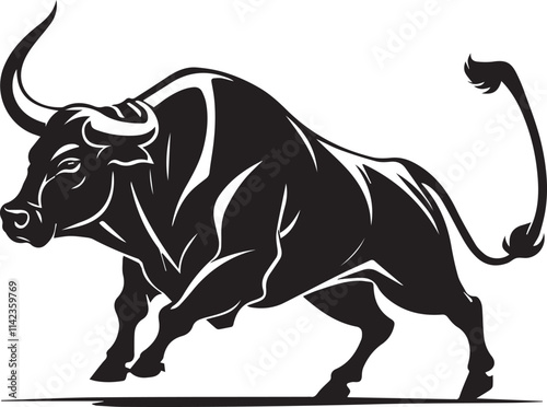 black and white bull vector