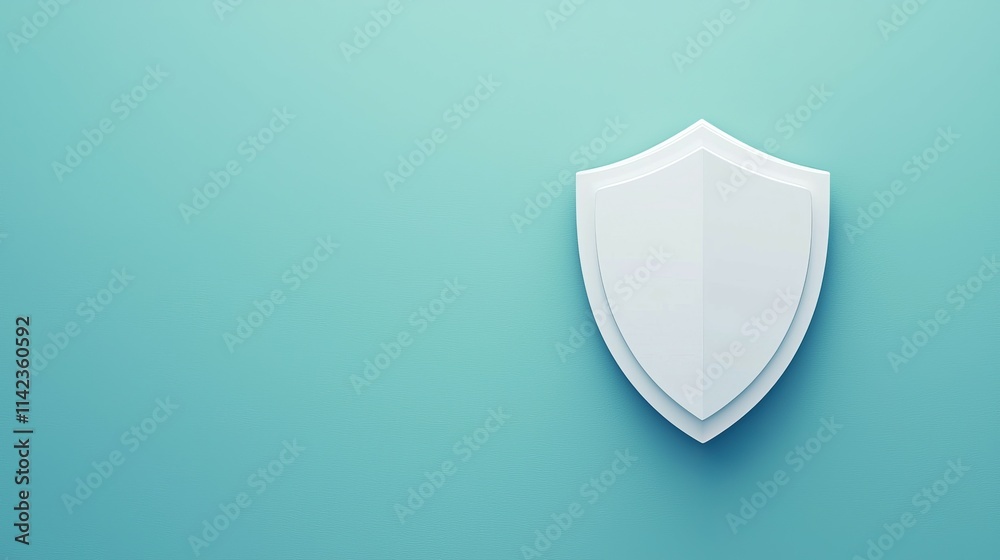 A minimalist shield icon on a soft turquoise background, symbolizing protection and security. A minimalist shield icon on a soft turquoise background, symbolizing protection and security.