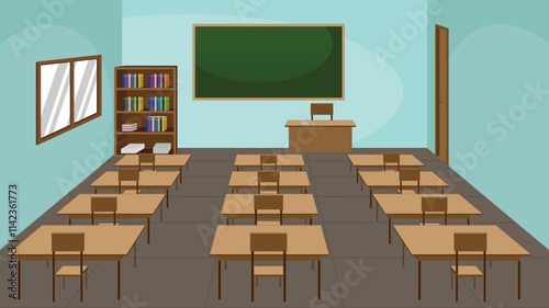 Cartoon class room background vector illustrator