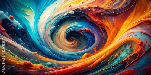 Abstract Swirling Paint Aerial Photography: Colorful Vortex, Whirlwind Art, Fluid Design