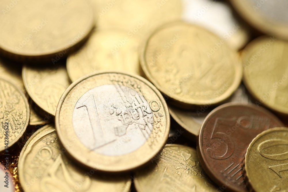 Pile of Euro coins. Various EURO coins for business money, financial cash, currency and economy concept Pile of Euro coins. Various EURO coins for business money, financial cash, currency and economy concept