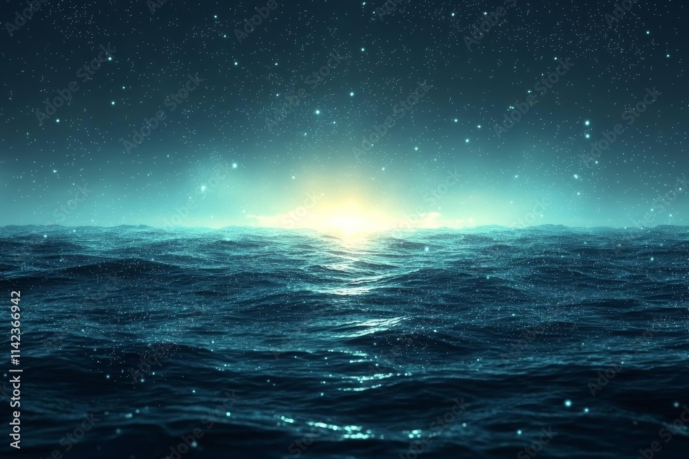Fototapeta premium high quality perfectly seamless loop of deep blue ocean waves from underwater background with micro particles flowing