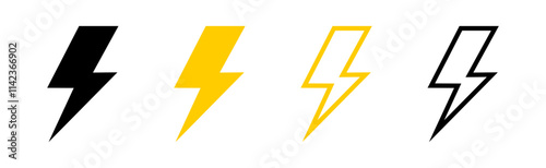 Energy vector icon. Electric vector icons isolated. Lightning collection. Thunderbolt or Bolt isolated on white background. Vector Energy symbol