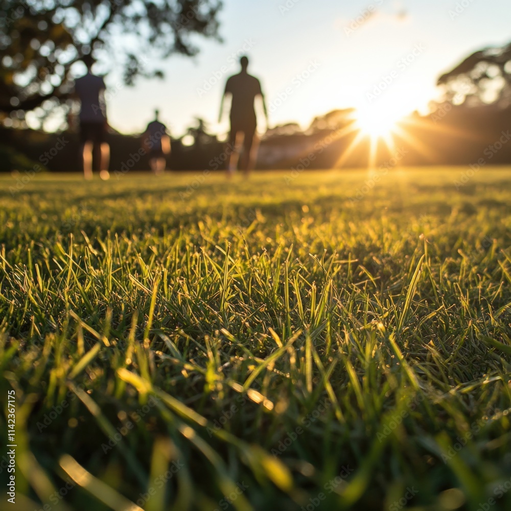 three people walking in a field at sunset three people walking in a field at sunset