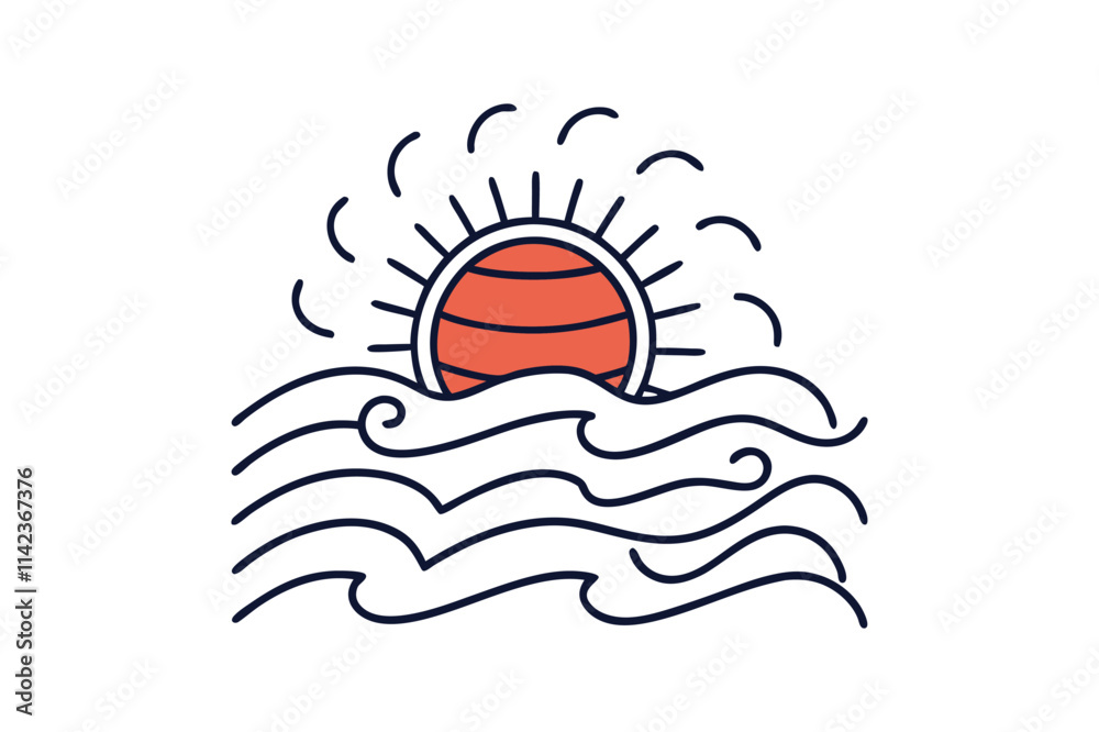 sun setting over ocean clip art free vector illustration on white background sun setting over ocean clip art free vector illustration on white background