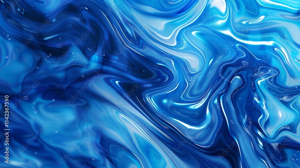Abstract Blue Liquid Swirls with Bubbles Abstract Blue Liquid Swirls with Bubbles