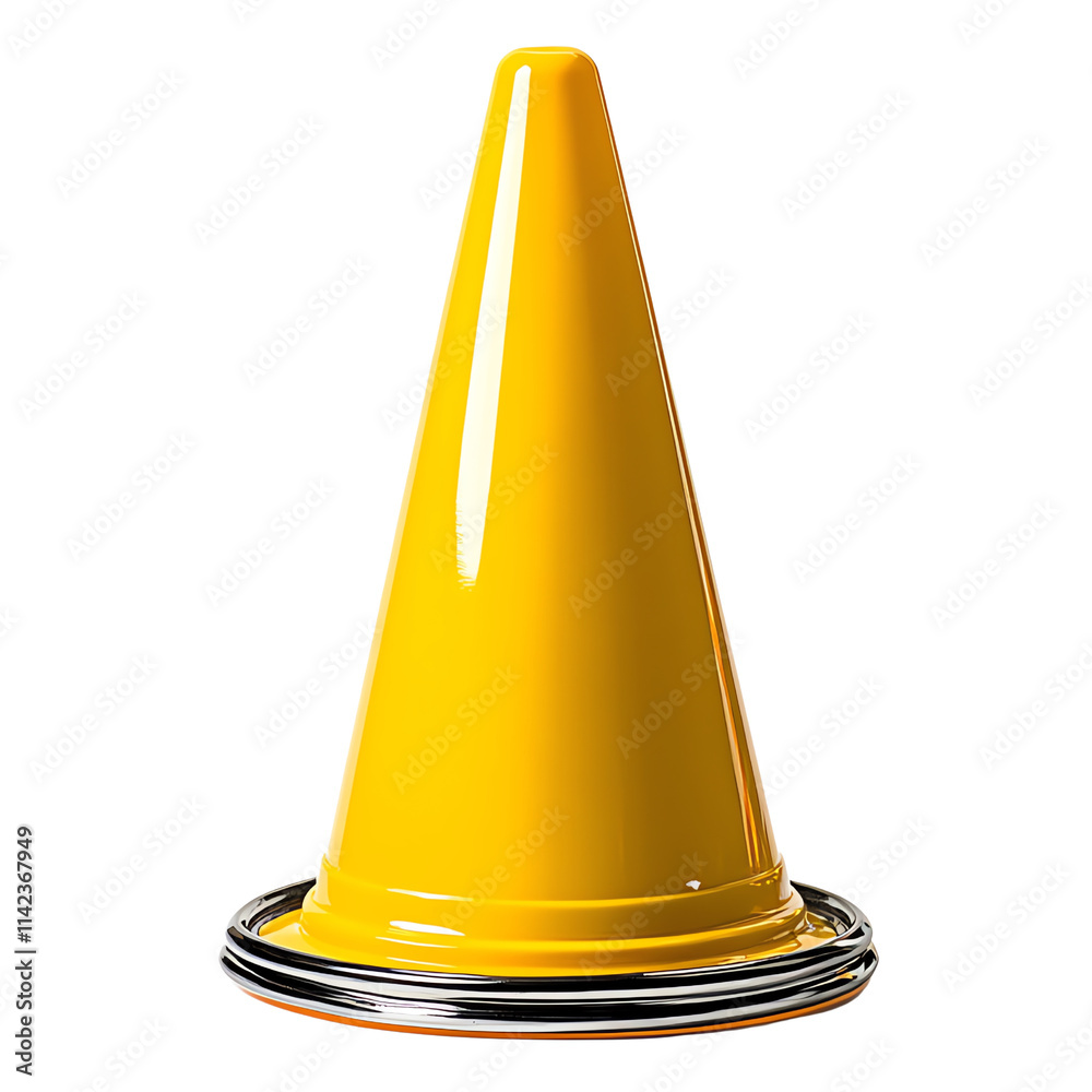 A bright yellow traffic cone isolated on a white background, commonly used for safety and traffic management.,transparent background A bright yellow traffic cone isolated on a white background, commonly used for safety and traffic management.,transparent background
