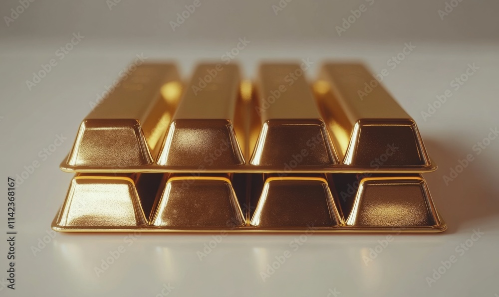 3D gold bar stack with realistic shine and reflections, isolated on a white background 3D gold bar stack with realistic shine and reflections, isolated on a white background