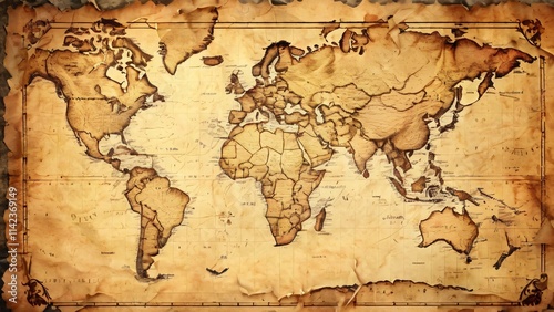 Old Map Paper in Vintage Style: Aged and Textured Background for Historical and Adventure Themes