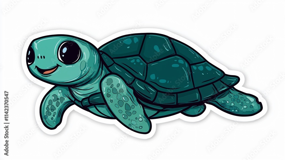 Fototapeta premium Adorable sea turtle illustration ocean digital art playful colorful