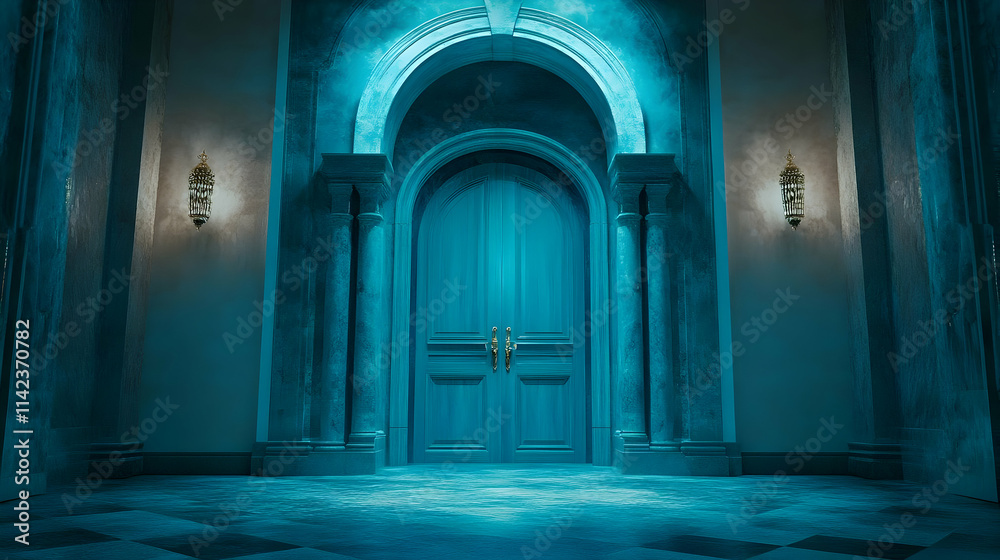 Fototapeta premium Teal Doorway 3D Render
