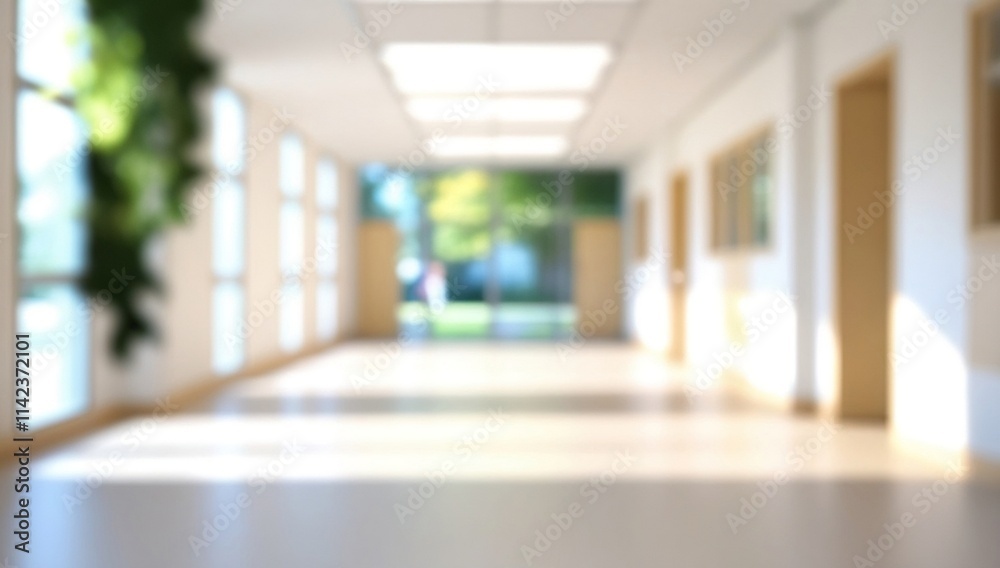 Fototapeta premium A soft, blurred background of a school environment bathed in natural light.