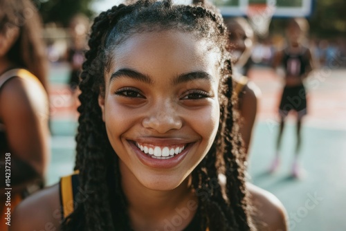 Portrait of a young female basketball players smiling