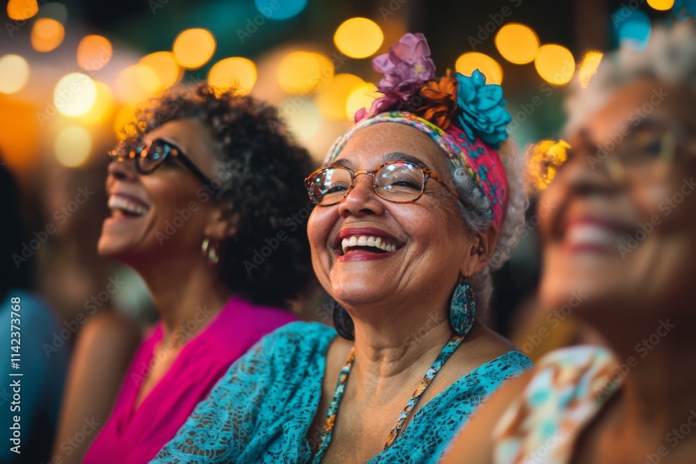 Portrait of cheerful seniors at a festival Portrait of cheerful seniors at a festival