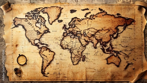 Old Map Paper in Vintage Style: Aged and Textured Background for Historical and Adventure Themes