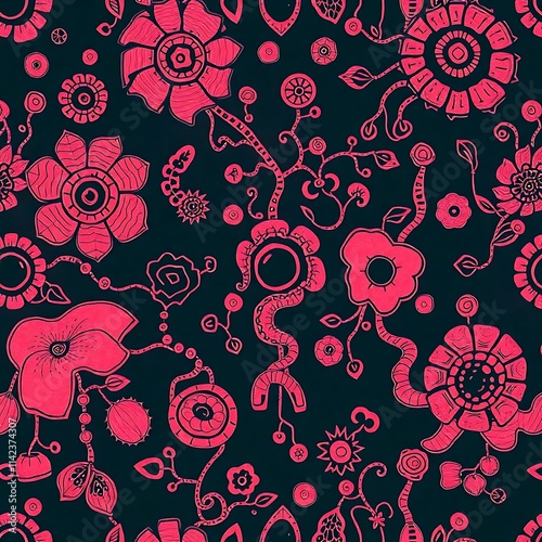 Wallpaper Mural Midnight Bloom: Dark Floral Fantasy Pattern  Torontodigital.ca