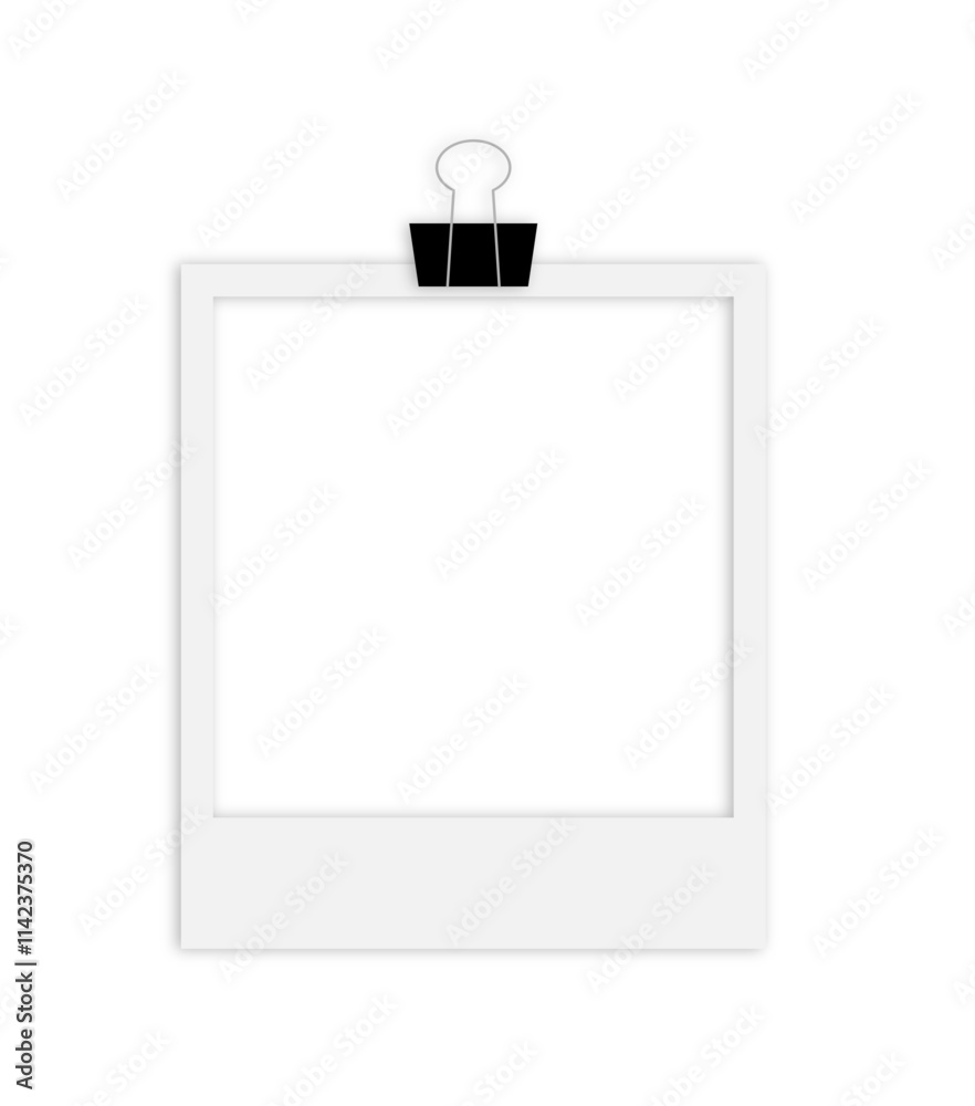 blank polaroid photo frame with paper clamp