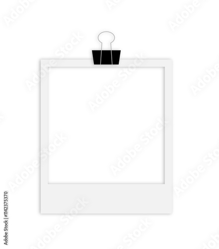 blank polaroid photo frame with paper clamp