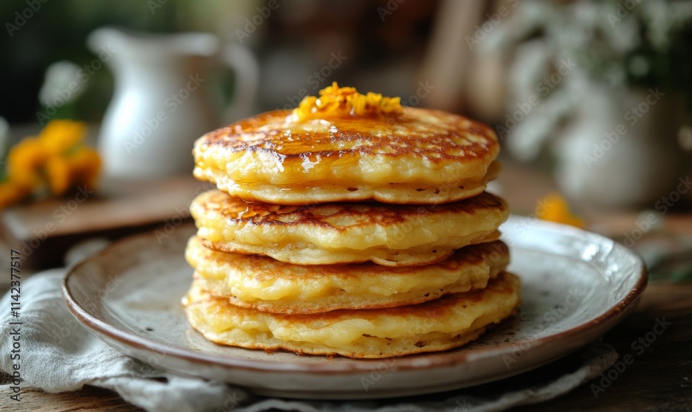 Traditional Polish potato pancakes arranged in a stack on a plate , placki ziemniaczane, placki, polish cuisine Traditional Polish potato pancakes arranged in a stack on a plate , placki ziemniaczane, placki, polish cuisine
