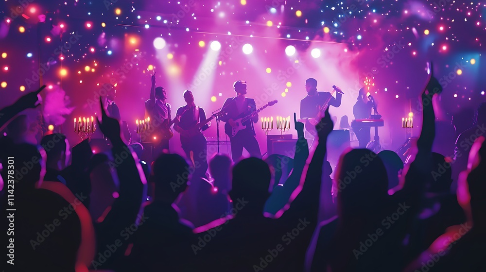 custom made wallpaper toronto digitalEnergetic band performing on stage with cheering crowd.