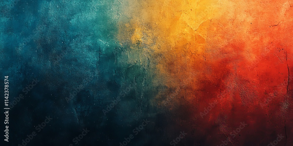Grainy gradient background grain texture retro blue orange red teal dark banner abstract design, Generative AI