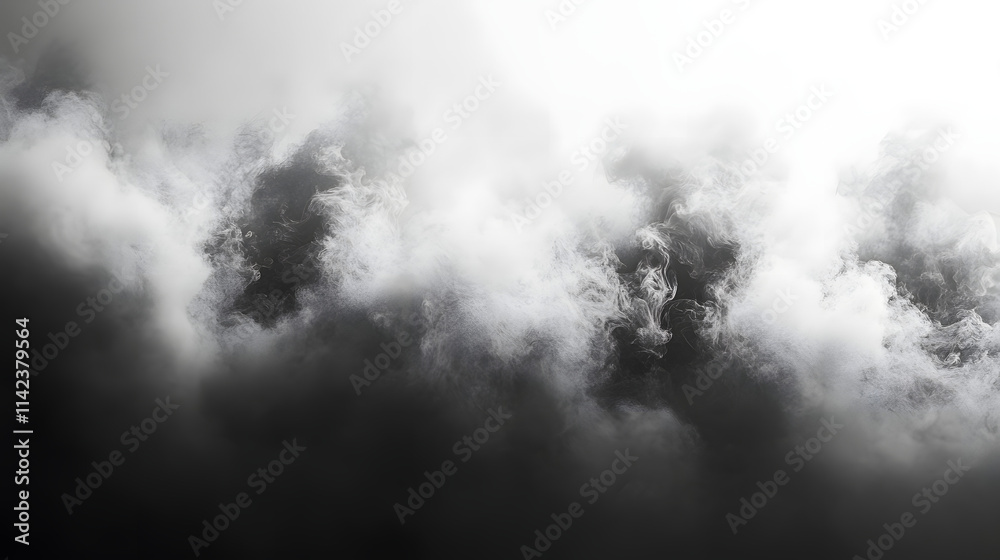 Black Fog Oozing Across an Artful White Background Generating Enigmatic Isolation and Contemplative Thought Black Fog Oozing Across an Artful White Background Generating Enigmatic Isolation and Contemplative Thought