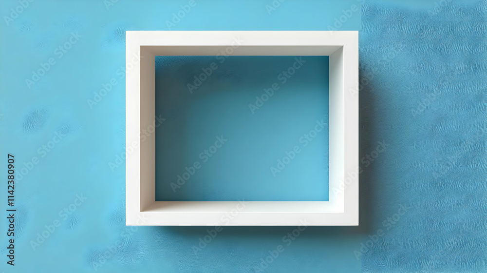 White Frame on Blue Textured Background 3D Illustration