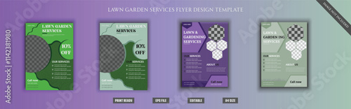 Lawn Mower Garden or Landscaping Agricultural service Design, trifold brochure design template layout vector