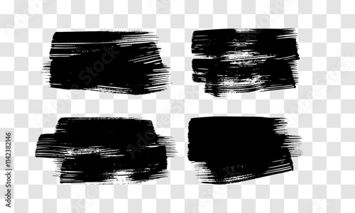 Set of black hand drawn brush strokes