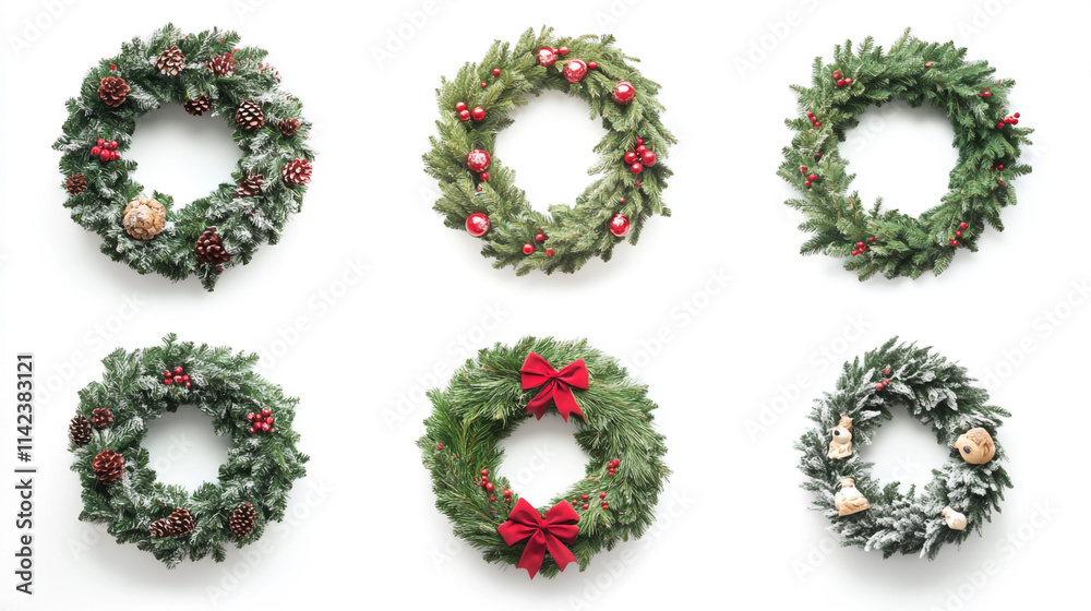 Christmas Fir Wreath Collection with Christmas Decorations Christmas Fir Wreath Collection with Christmas Decorations