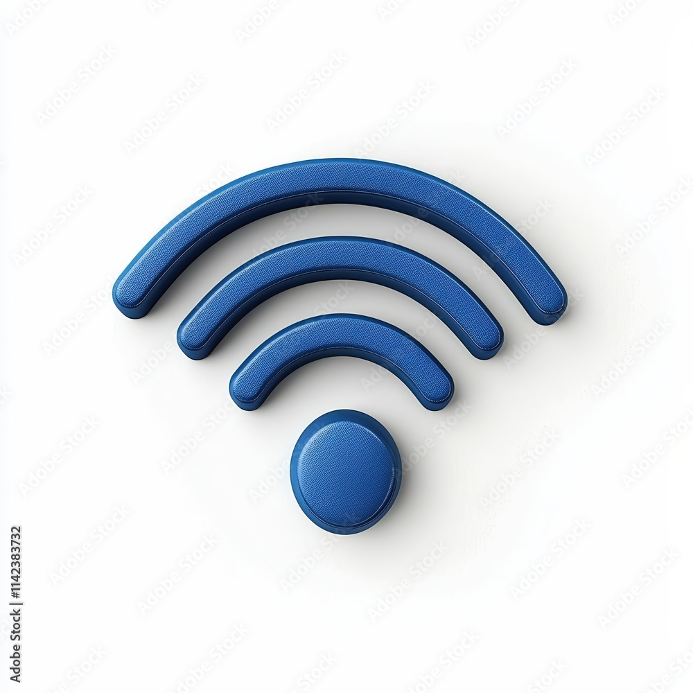 Blue Wireless Signal Icon on a White Background Representing Connectivity and Technology Blue Wireless Signal Icon on a White Background Representing Connectivity and Technology