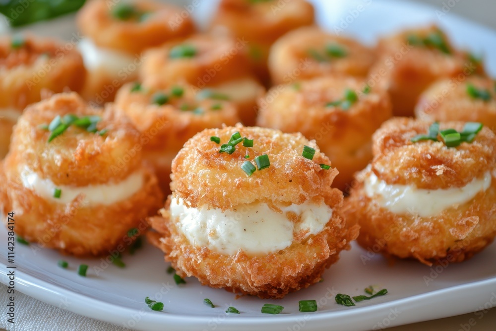 Crispy Fried Bites Filled With Creamy Cheese And Herbs Crispy Fried Bites Filled With Creamy Cheese And Herbs