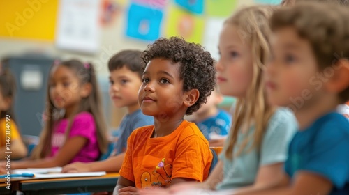 4. A diverse classroom with students of different ethnic backgrounds actively participating in a discussion.
