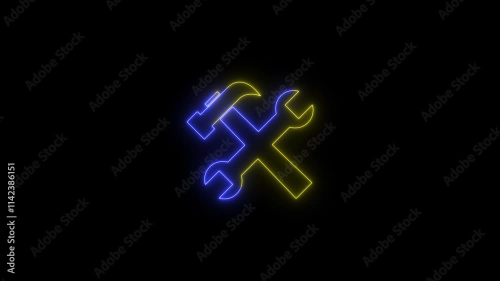 Glowing neon setting icon.Update setting icon setup and technology setting icon concept. Glowing neon setting icon.Update setting icon setup and technology setting icon concept.
